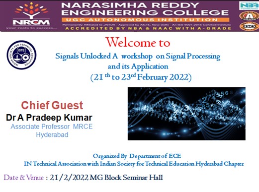 Workshop on “Signals unlocked a workshop on Signal Processing and its Applications” 